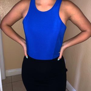 Guess Ribbed Royal Blue Crop Top